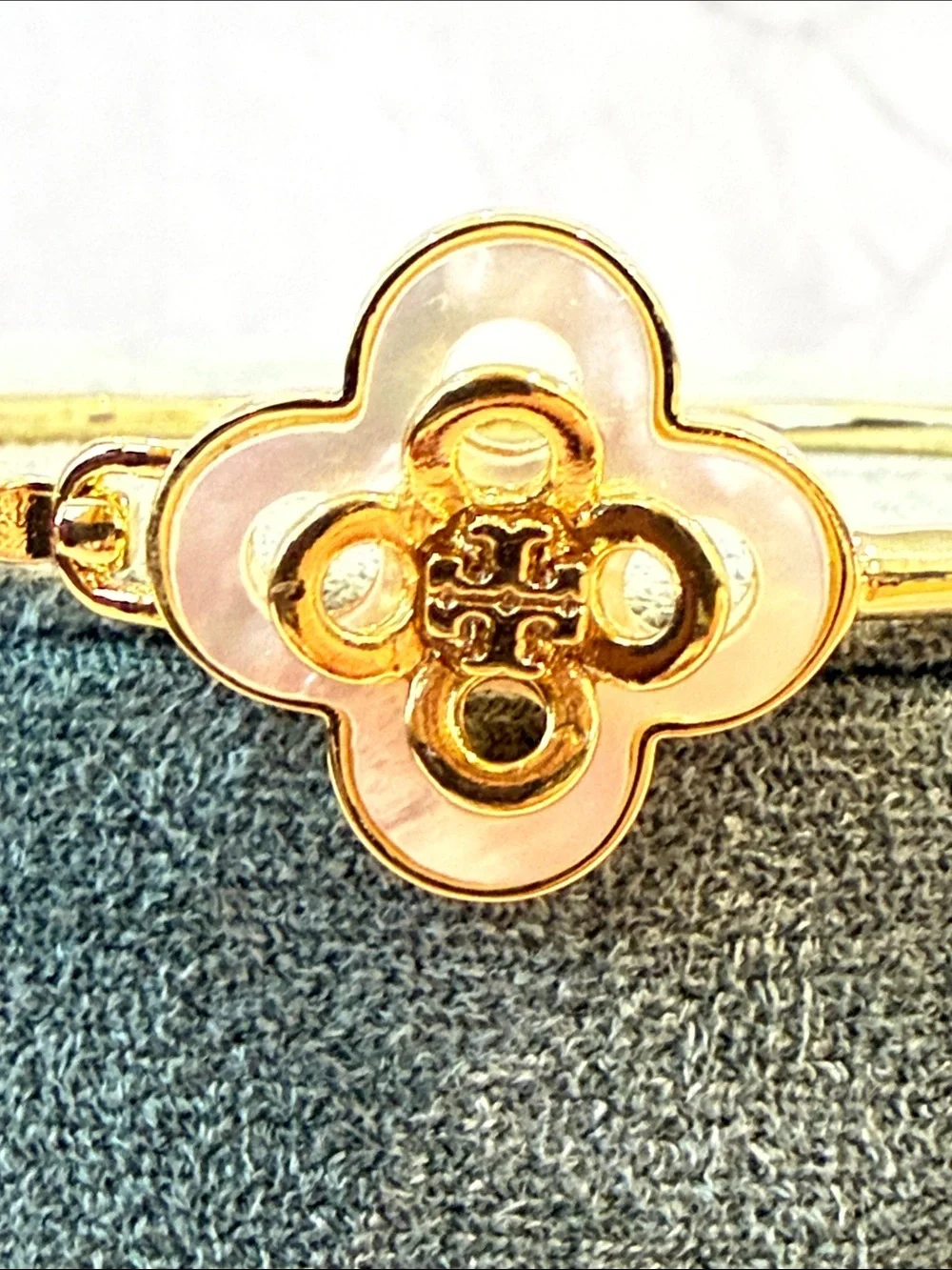Tory Burch | Gold Plated Mother-of-Pearl Bangle Bracelet | Medium
